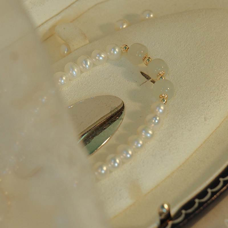 Luck Muse 14K Gold Plated Sincerity Bead Chain Bracelet with Natural Pearl, Hetian Cyan Jade, and White Jade - Image 27