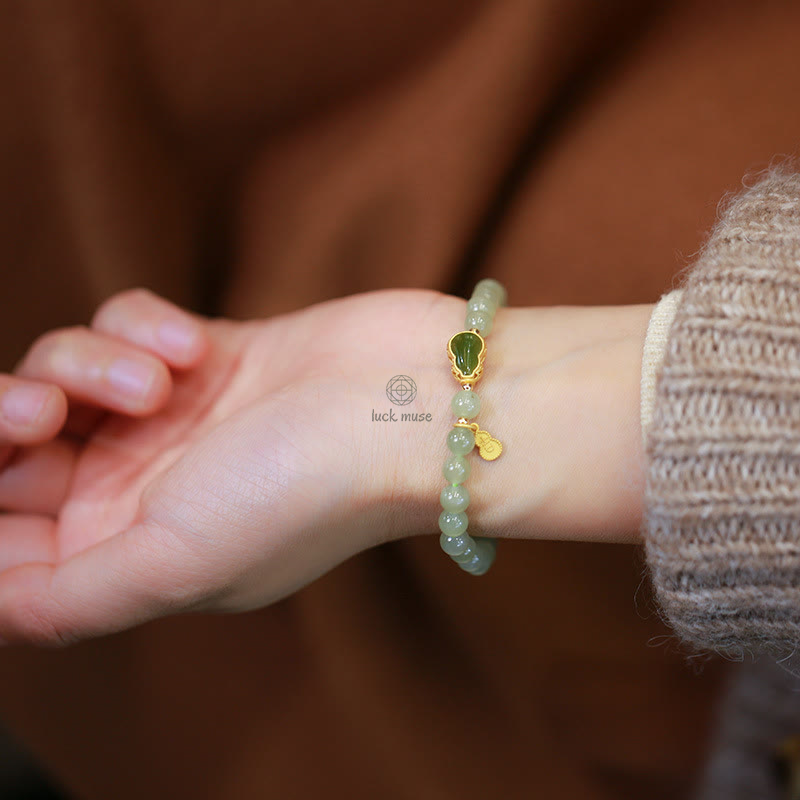 Gold-Plated Natural Hetian Jade Bracelet with Buddha Elements - Image 6