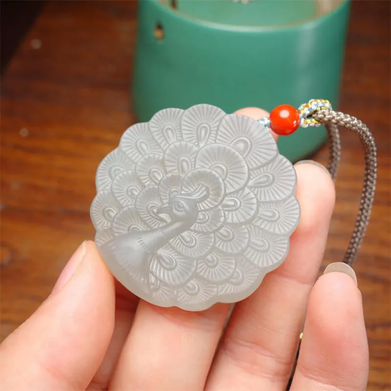 White Jade Peacock Protection Blessing Necklace - Luck Muse Shop - Image 4
