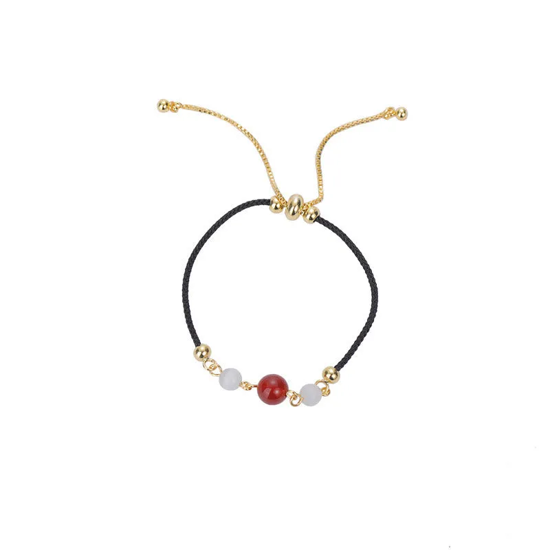 Red Agate and Cat Eye Braided Confidence Bracelet with Luck Muse - Image 8