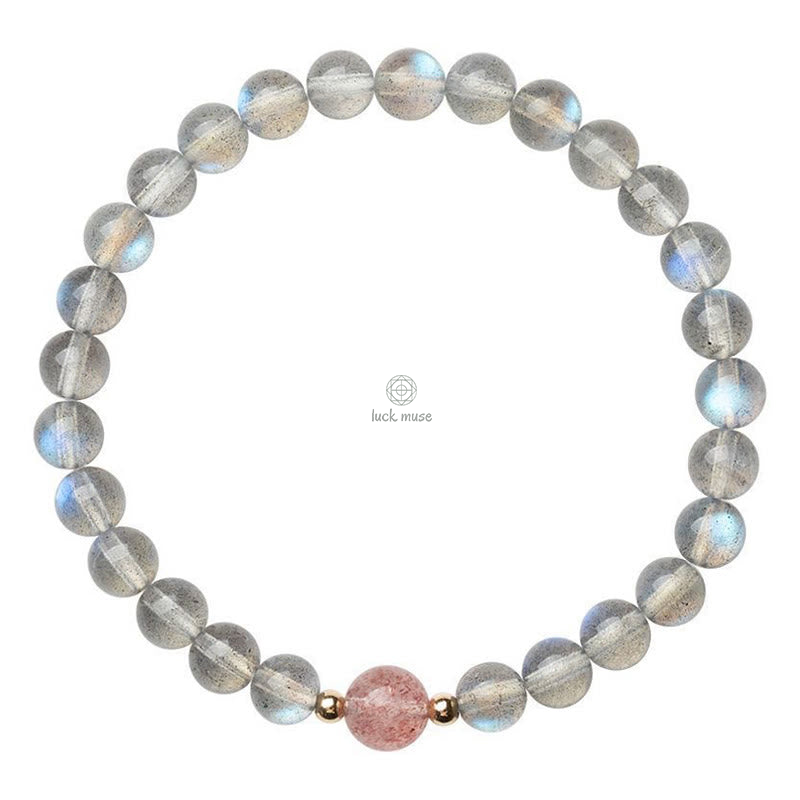 Moonstone Pink Crystal Cinnabar Buddha Bracelet - Image 13