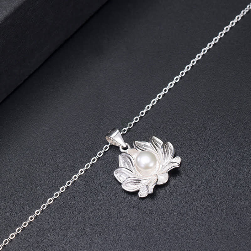925 Sterling Silver Lotus Flower Pearl Wealth Necklace Pendant - Luck Muse Shop - Image 8