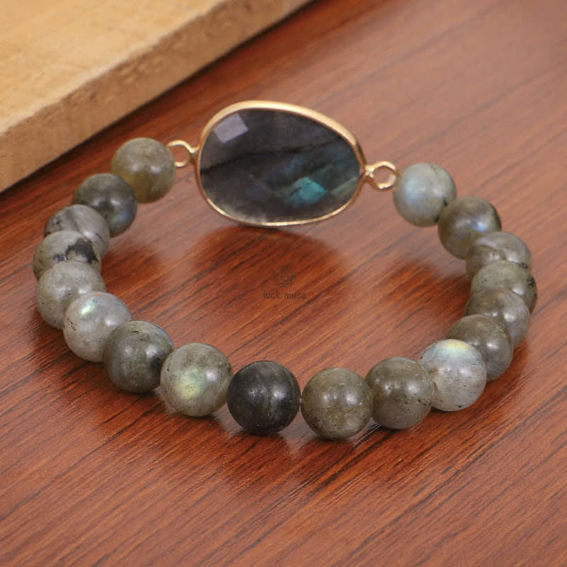 Clear Healing Beaded Bracelet with Labradorite and Moonstone - Image 7
