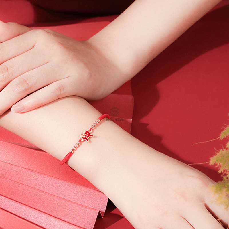 925 Sterling Silver Chinese Zodiac Luck and Faith Red String Bracelet - Image 10