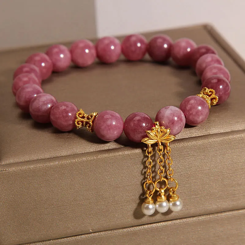 Pink Tourmaline Lotus Flower Bracelet - Image 5