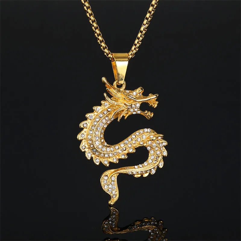 Luck Muse Chinese Zodiac Dragon Zircon Necklace for Protection