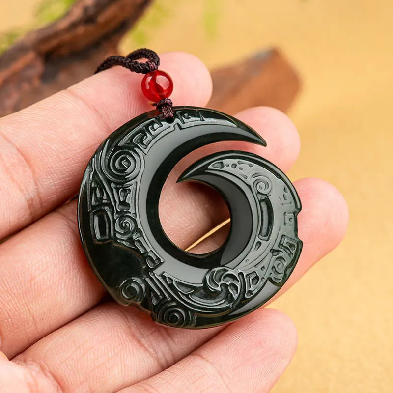 Luck Muse Hetian Cyan Jade Success Necklace Pendant with Luck-Enhancing Design Pattern - Image 5