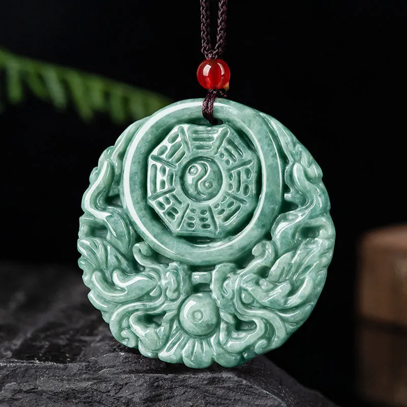 Dragon Jade Yin Yang Balance Necklace with String Pendant - Image 2