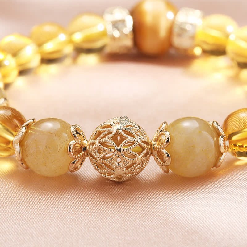 Buddha Citrine Beaded Bracelet for Generosity and Prosperity - Image 8