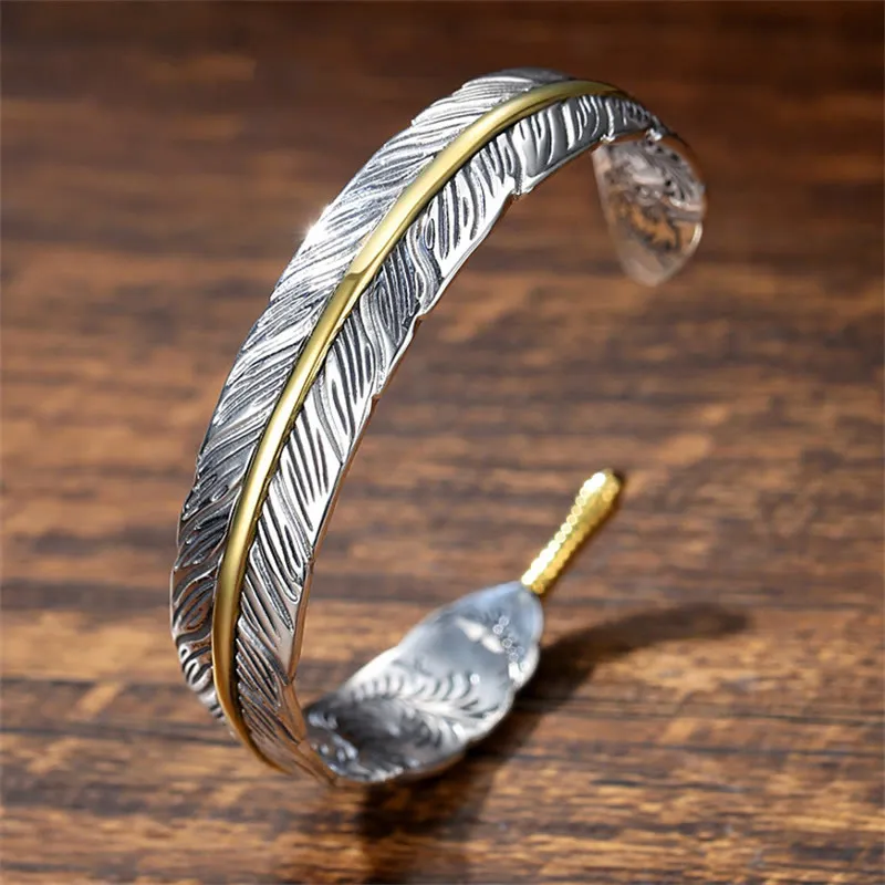 Feather Pattern Luck Muse Cuff Bracelet for Luck and Wealth - Image 2
