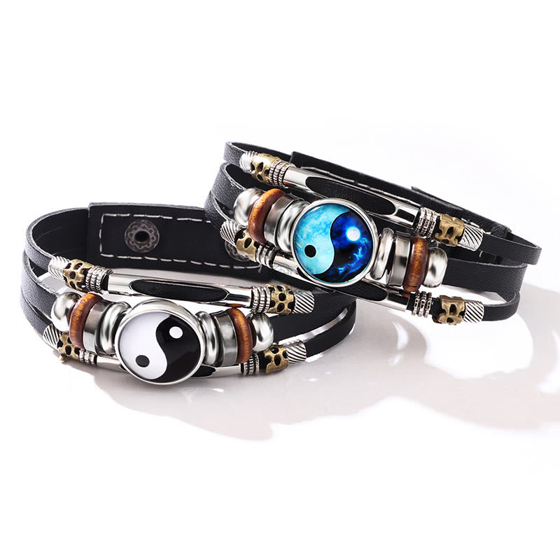 Yin Yang Leather Balance Bracelet with Luck Muse - Image 2