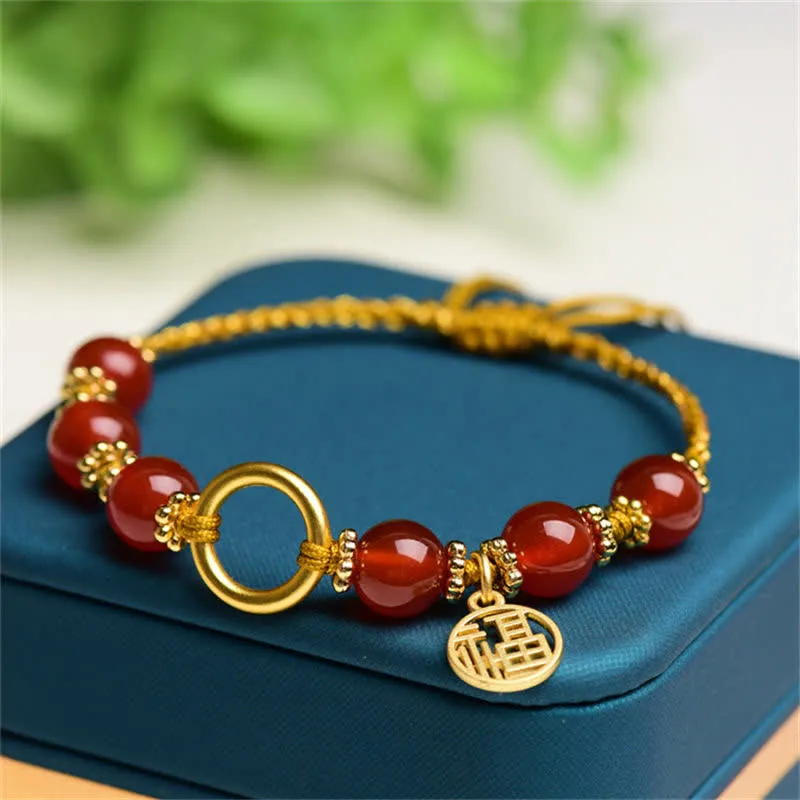 Red Agate Happiness Charm Bracelet - Image 3