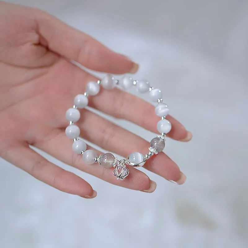 Luck Muse Cat's Eye Moonstone Charm Bracelet - Fu Character Ball Support - Image 13