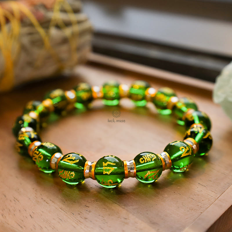 Luck Muse Feng Shui Green Mantra Bracelet