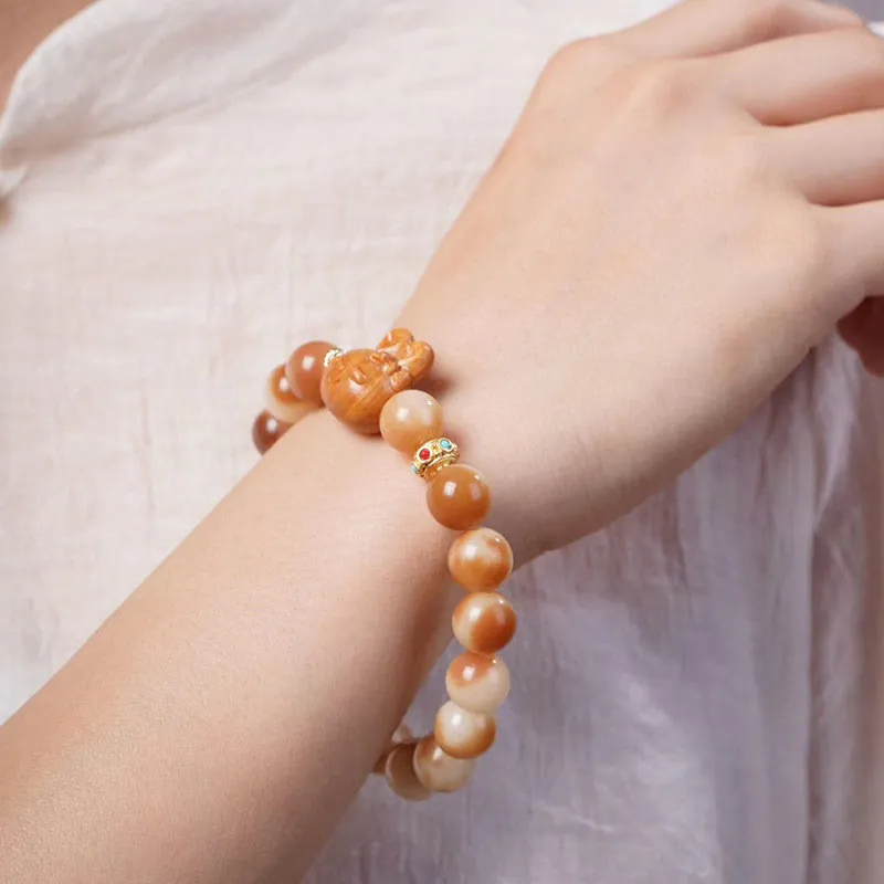 Natural Bodhi Seed Rabbit Peace Bracelet - Image 4