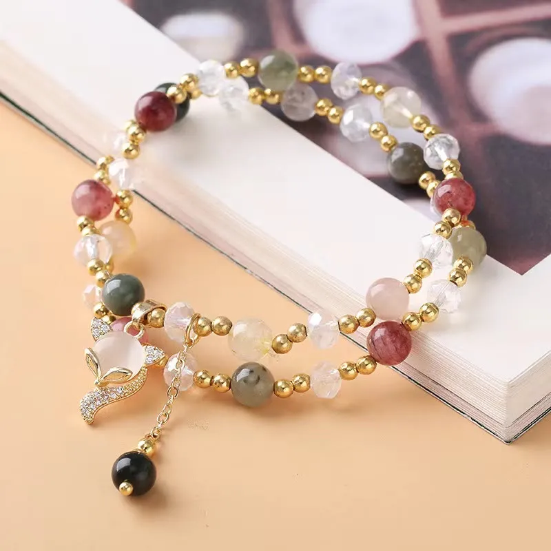 Buddha Multicolored Rutilated Quartz Fox Protection Bracelet - Image 4