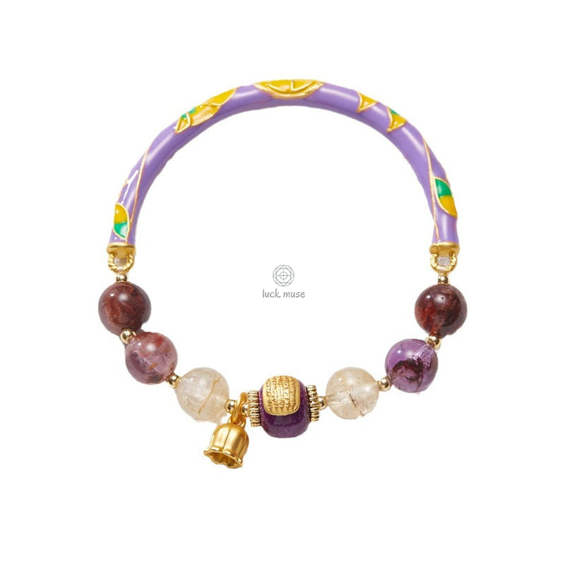 Purple Jade Scripture Citrine Love Wisdom Bracelet - Luck Muse Bangle - Image 8