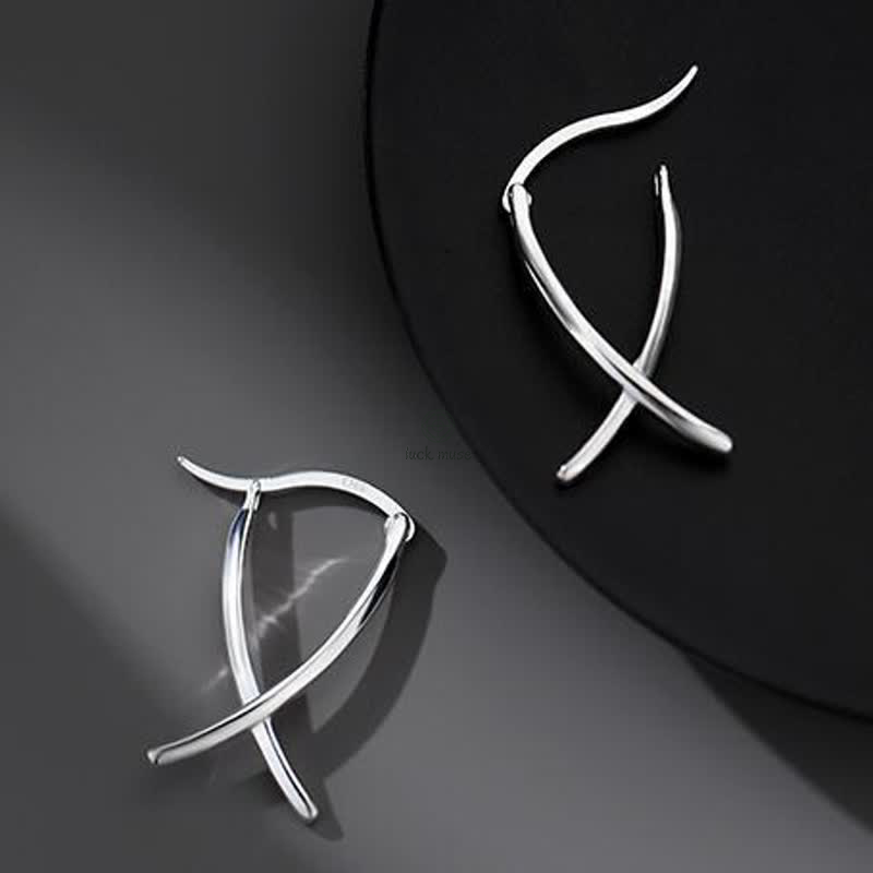 Luck Muse Geometric Luck Hoop Earrings with Cross Design