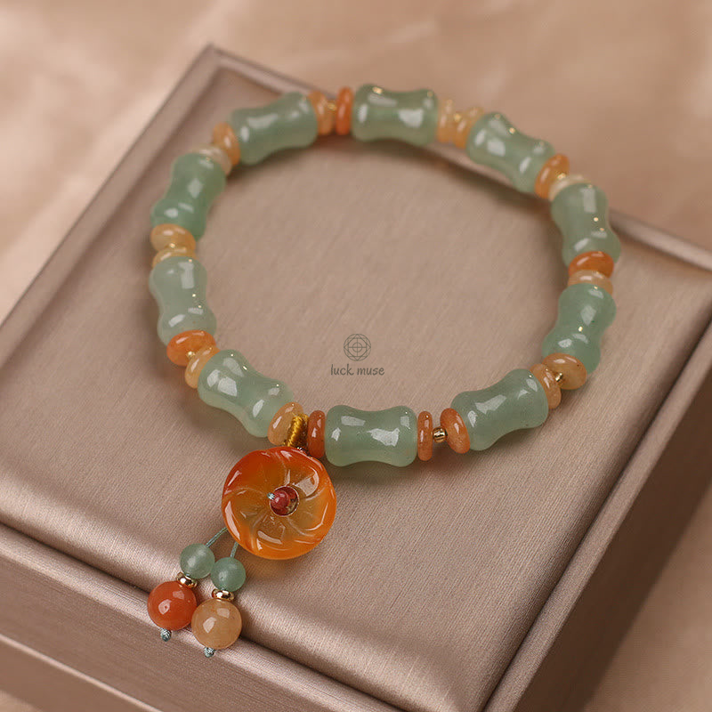 Bamboo Flower Pattern Natural Jade Bracelet for Luck - Image 7