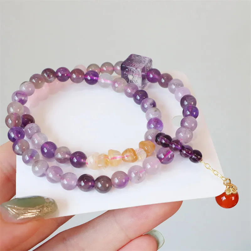 Luck Muse Amethyst Citrine Double Wrap Bracelet for Positive Transformation - Image 2