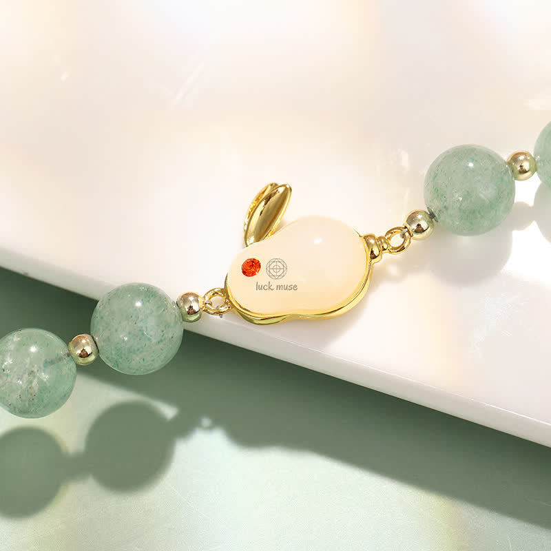 Luck Muse Year of the Rabbit Green Aventurine Bead Bracelet - Image 3