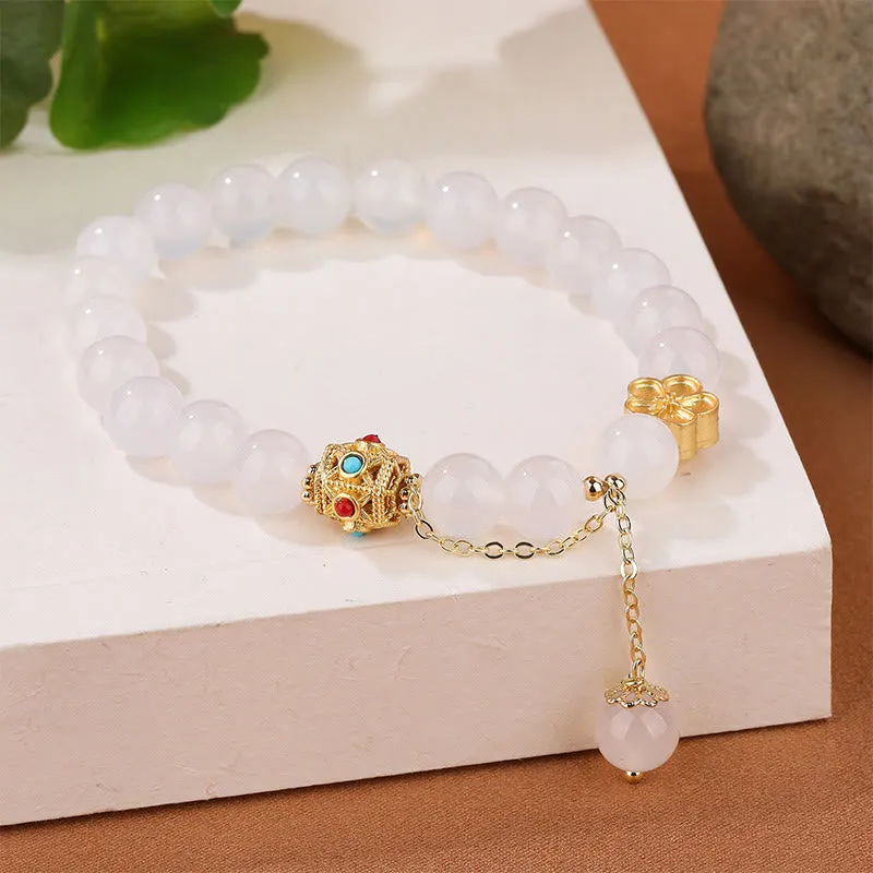 Luck Muse Self-Acceptance Bracelet with Natural Red Agate, White Agate, and Peach Blossom Pattern - Image 10