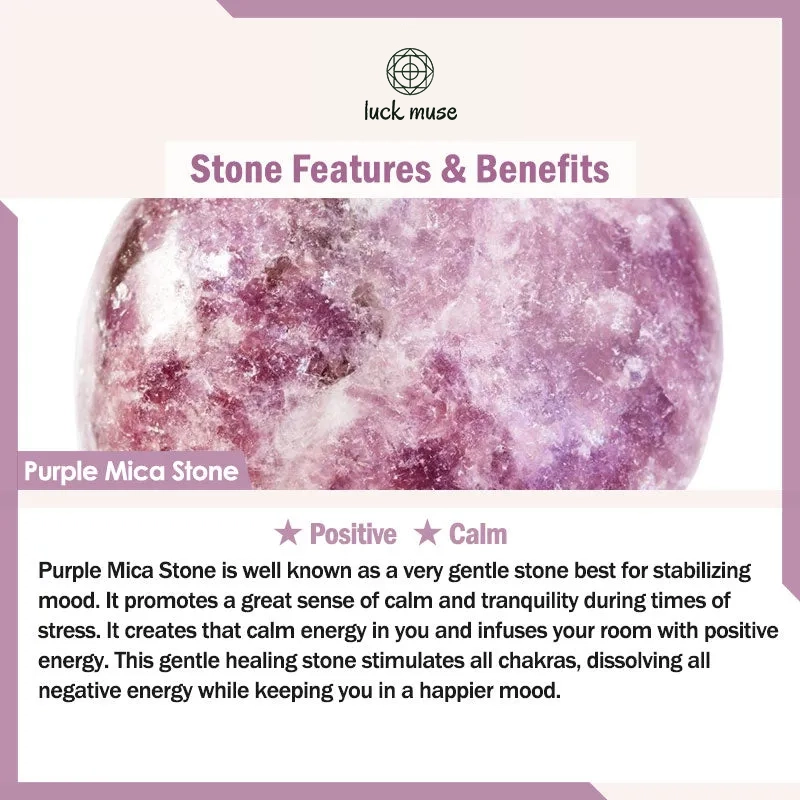 Luck Muse 925 Sterling Silver Gold-Plated Natural Purple Mica Stone Relief Jewelry Set - Image 11
