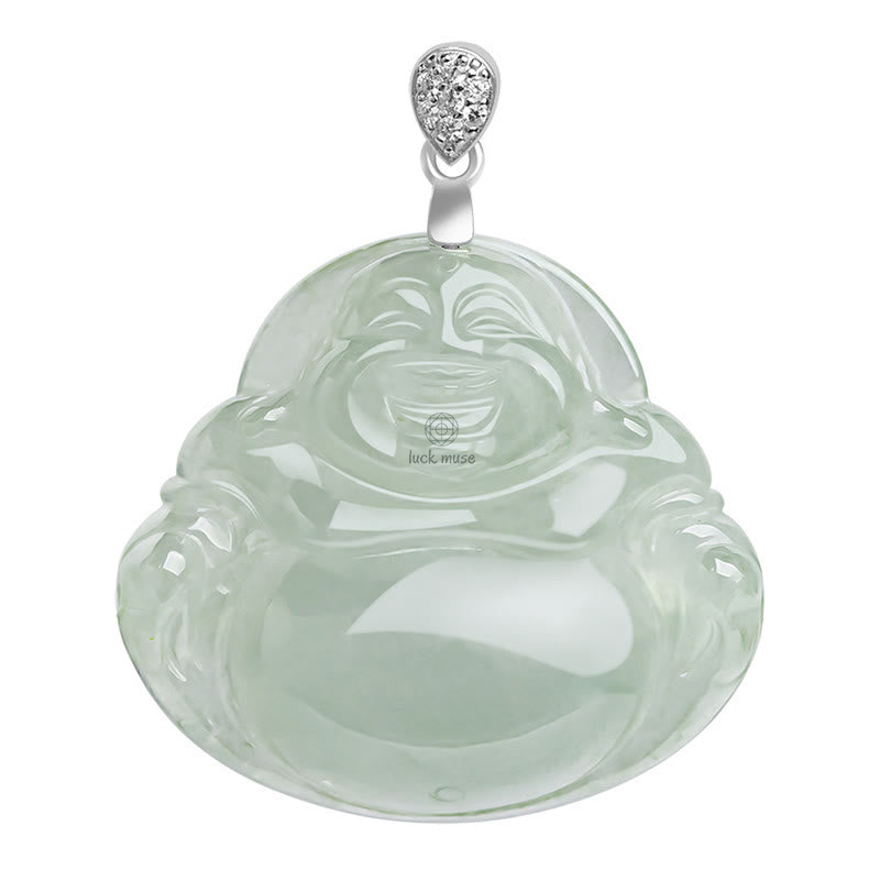 Luck Muse Laughing Buddha 925 Sterling Silver Jade Necklace Pendant for Prosperity and Abundance - Image 11