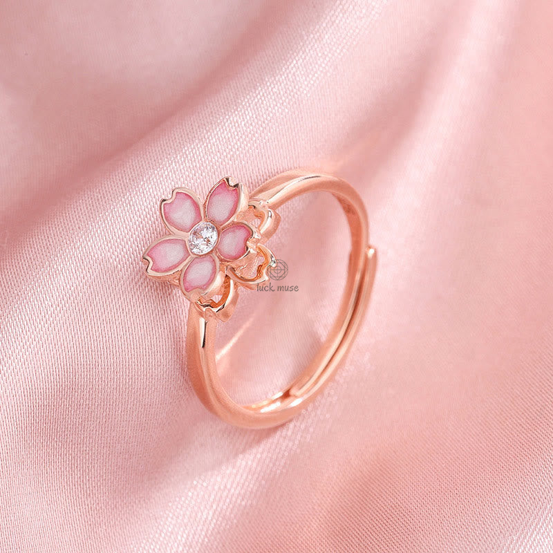 Luck Muse 925 Sterling Silver Cherry Blossom Blessing Bracelet with Rotating Ring - Image 14