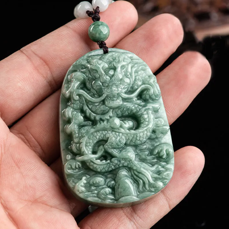 Chinese Dragon Jade Prosperity Necklace Pendant - Image 3