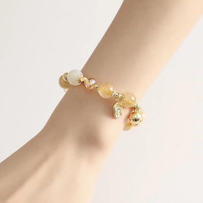 Golden Rutilated Quartz Wealth Charm Bracelet - Luck Muse 14K Gold Plated - Image 4