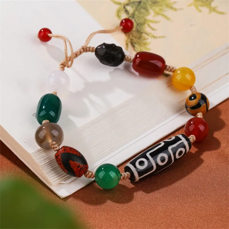 Tibetan Nine-Eye Dzi Bead Agate Bracelet for Wealth Protection at Luck Muse Shop - Image 2