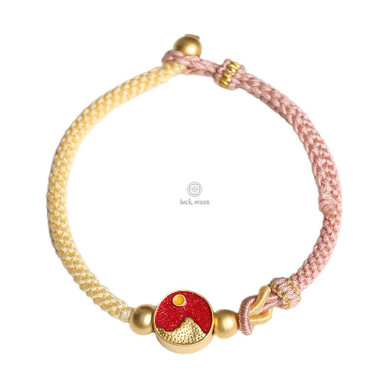 Luck Muse Handmade Luck Sea and Mountain Engraved Couple Bracelet with Two-Color String - Image 10