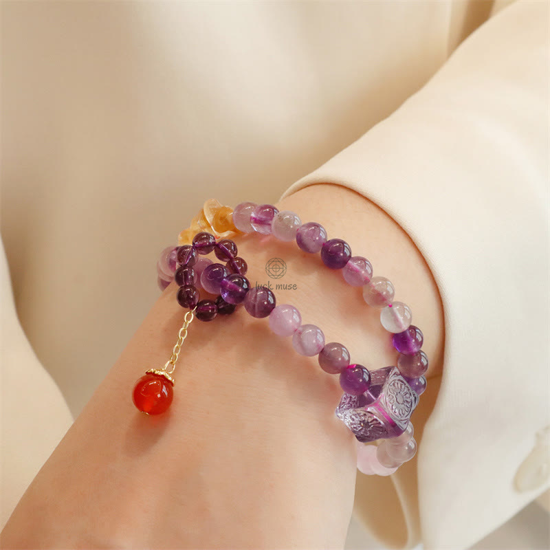 Luck Muse Amethyst Citrine Double Wrap Bracelet for Positive Transformation - Image 6