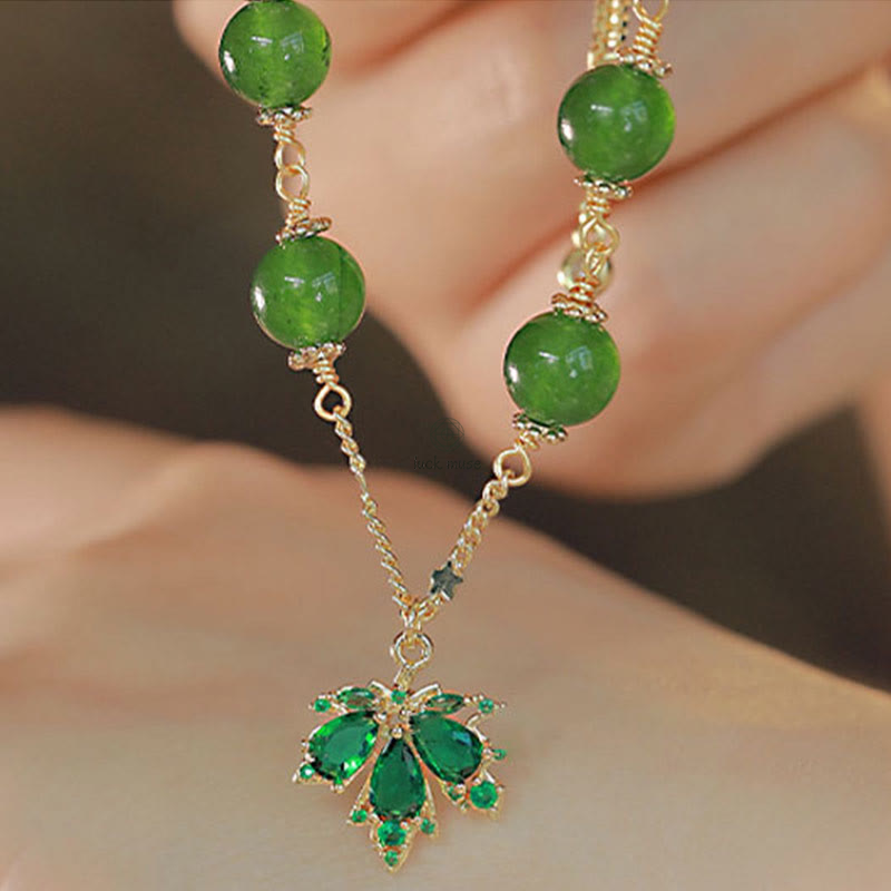Maple Leaf Green Chalcedony Courage & Strength Bracelet with 14k Gold Plating by Luck Muse Shop - Image 11