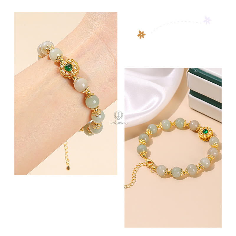 Natural Jade Prosperity Bead Chain Bracelet with Luck Muse - Image 8