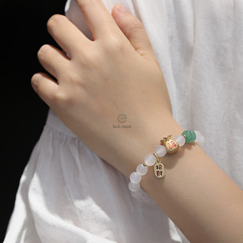 Luck Muse Natural Agate Money Bag Bracelet - Image 7