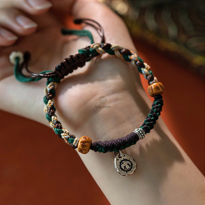 Tibetan Dzi Bead Agate and Yak Bone Wealth Bracelet - Image 4