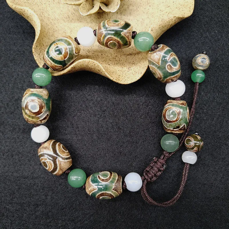 Tibetan Three-eyed Dzi Bead Braided Bracelet for Luck and Protection - Image 2