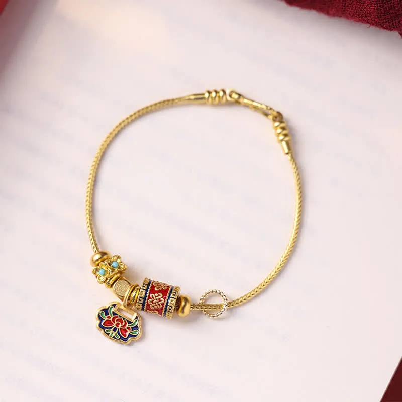 Luck Muse Lotus Enlightenment Copper Beaded Bracelet - Image 5