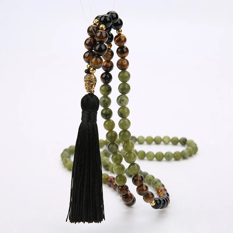 Luck Muse Tibetan Green Jasper Protective Mala Bracelet - Image 3