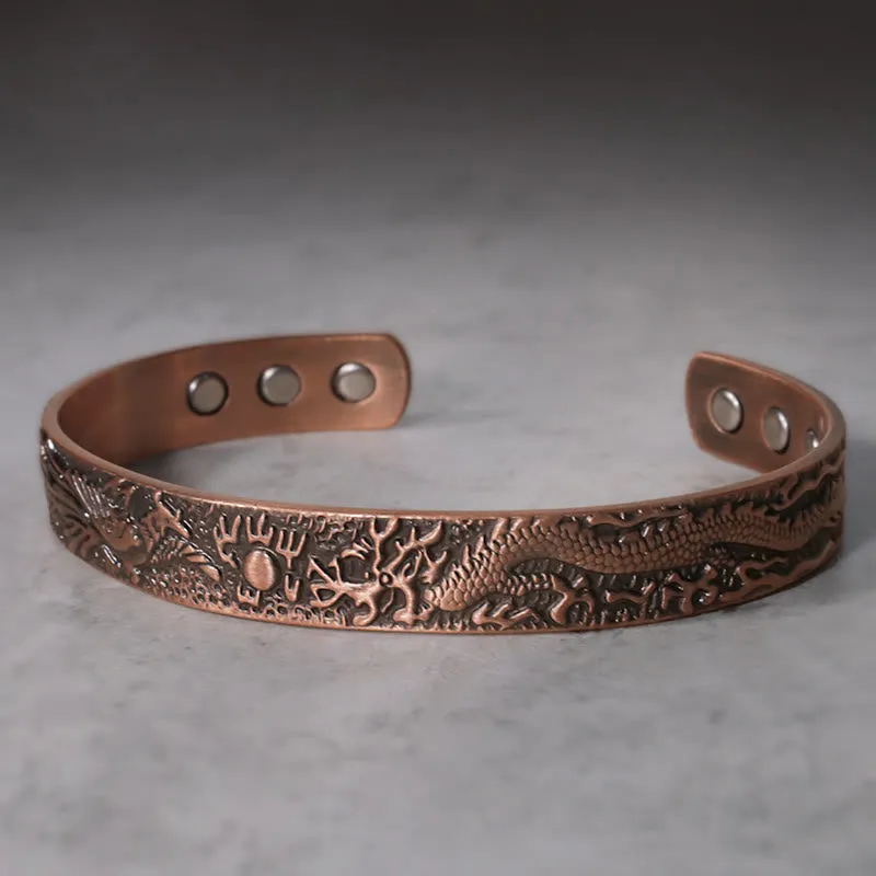 Dragon Phoenix Magnetic Copper Cuff Bracelet