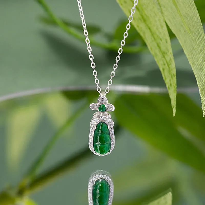 Luck Muse 925 Sterling Silver Cyan Jade Lucky Healing Necklace Pendant - Image 3