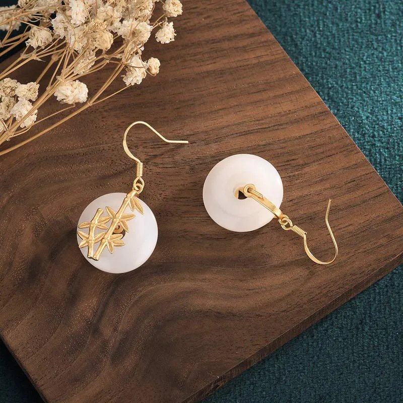 Luck Muse FengShui White Jade Lucky Earrings - Image 5