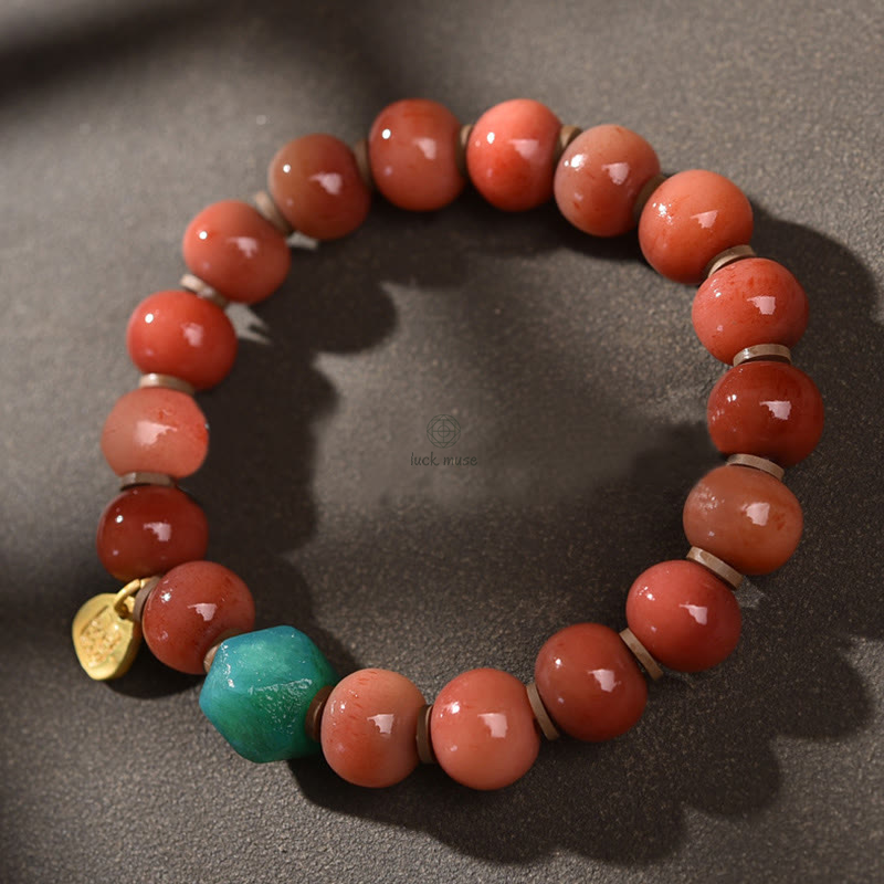 Tibetan Natural Camel Bone Dzi Bead Bodhi Seed Luck Bracelet with Luck Muse Charm - Image 5