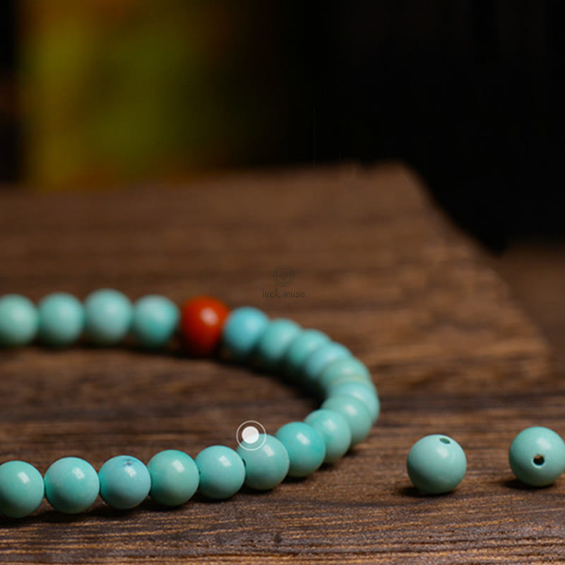 Protection Bracelet with Turquoise and Red Agate Beads - Image 5