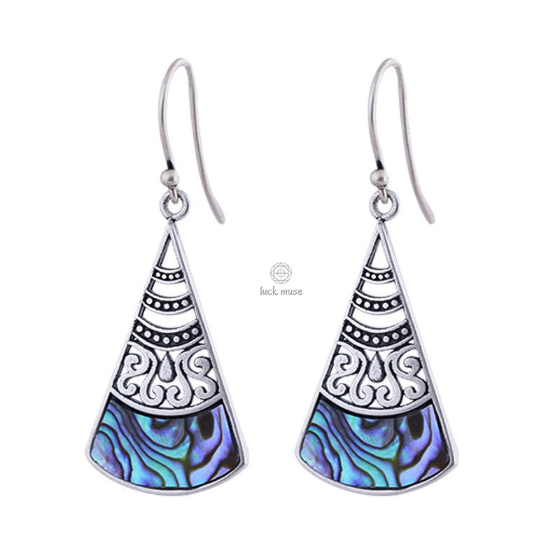 Copper Tridacna Stone Hollow Pattern Earrings - Image 6