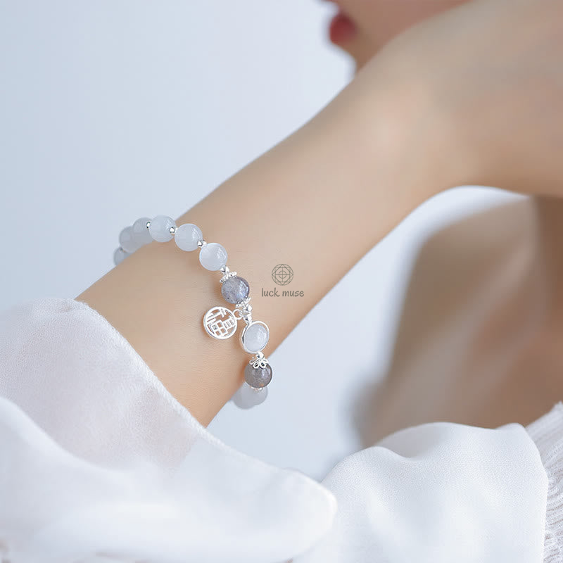 Luck Muse Cat's Eye Moonstone Charm Bracelet - Fu Character Ball Support - Image 7