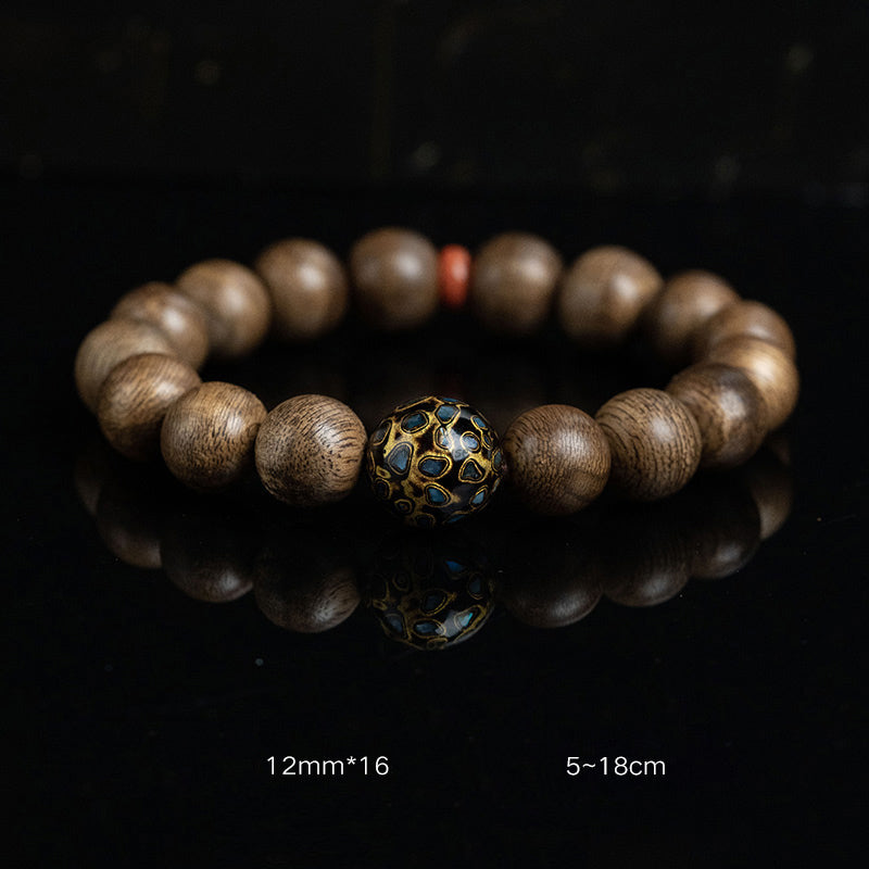 Tarakan Agarwood Amber Red Agate Laughing Buddha Meditation Bracelet - Image 10