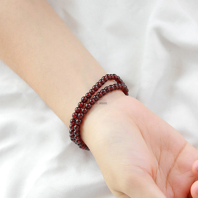 Luck Muse 14K Gold Plated Double Wrap Bracelet with Natural Garnet and Strawberry Quartz for Stability - Image 11